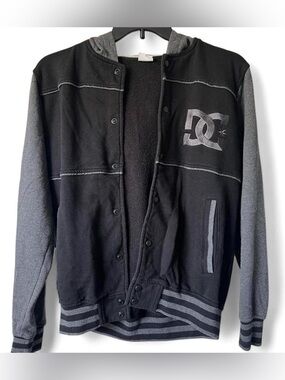 Vintage 2000’s DC Shoes Black & Grey Varsity Jacket